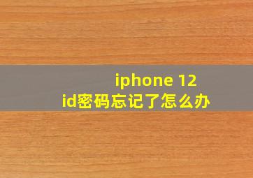 iphone 12id密码忘记了怎么办